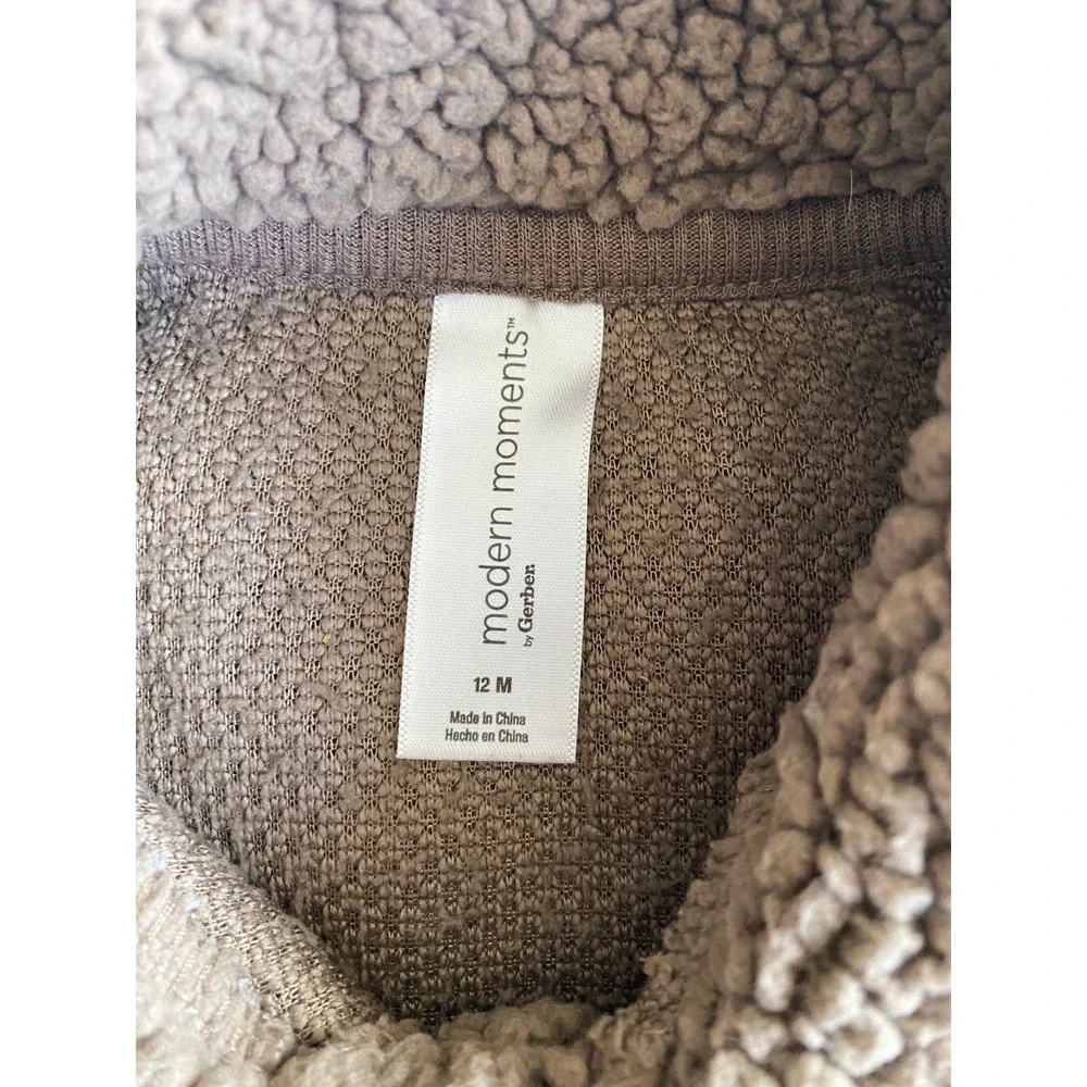 Modern Moments Gerber Baby Sherpa Teddy Button Jacket Size 12M Tan